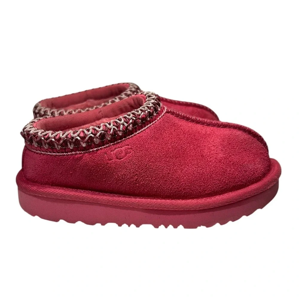 UGG Tasman Pink Suede Kids Slippers Size 9 Toddler 1019066T
